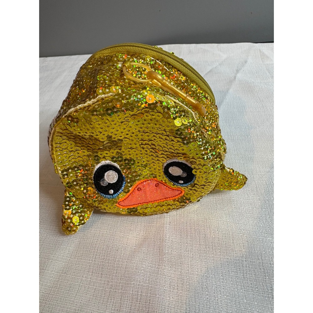 Na Na Na Surprise Yellow Sequin Duck Coin Purse Clip On Pouch Bag